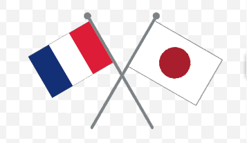 Drapeaux symboles de l'amitié franco-japonaise