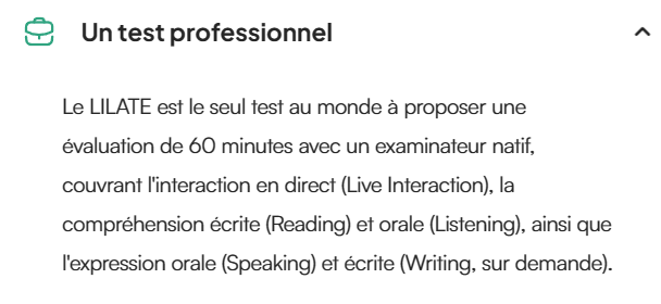 LILATE : test professionnel